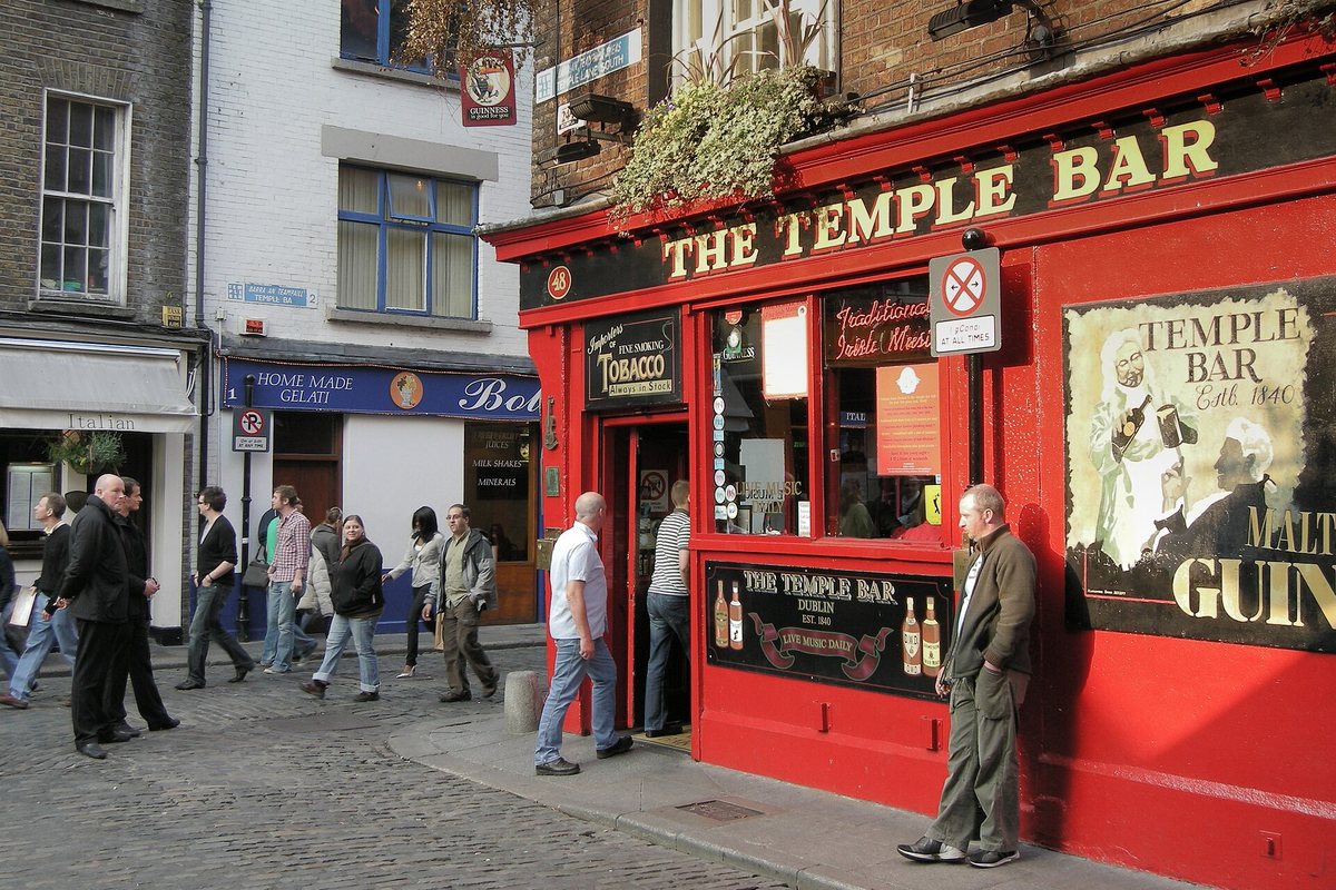 The red facade of the Temple Bar pub in Dublin in 2008