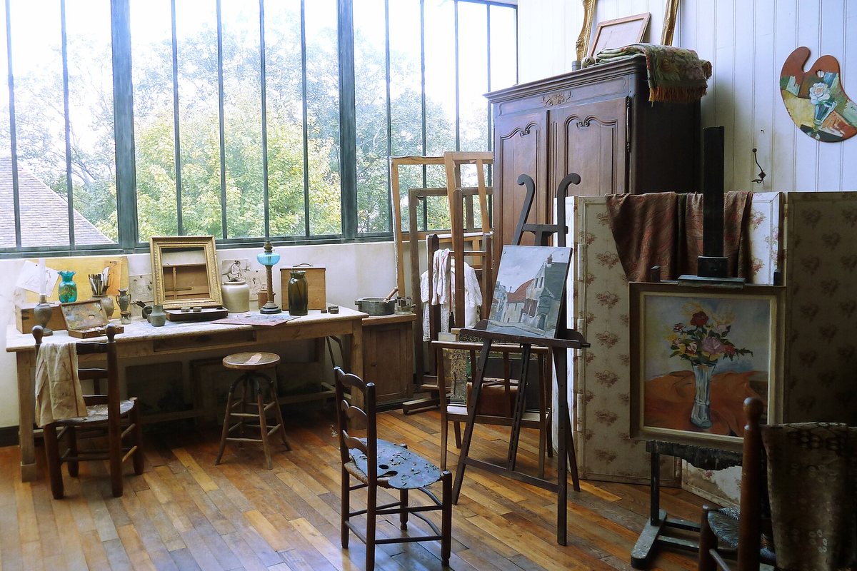 Sunlight fills the reconstructed studio of artist Suzanne Valadon in Montmartre
