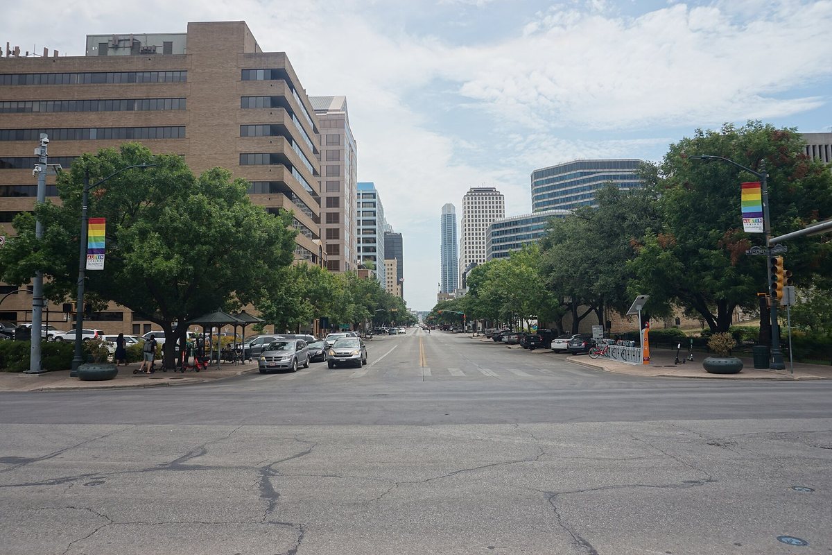 Congress Avenue looking toward the Texas State Capitol in Austin